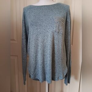 7 For All Mankind Light Blue Space Dye Hi-Lo Lightweight Sweater.  Size S.